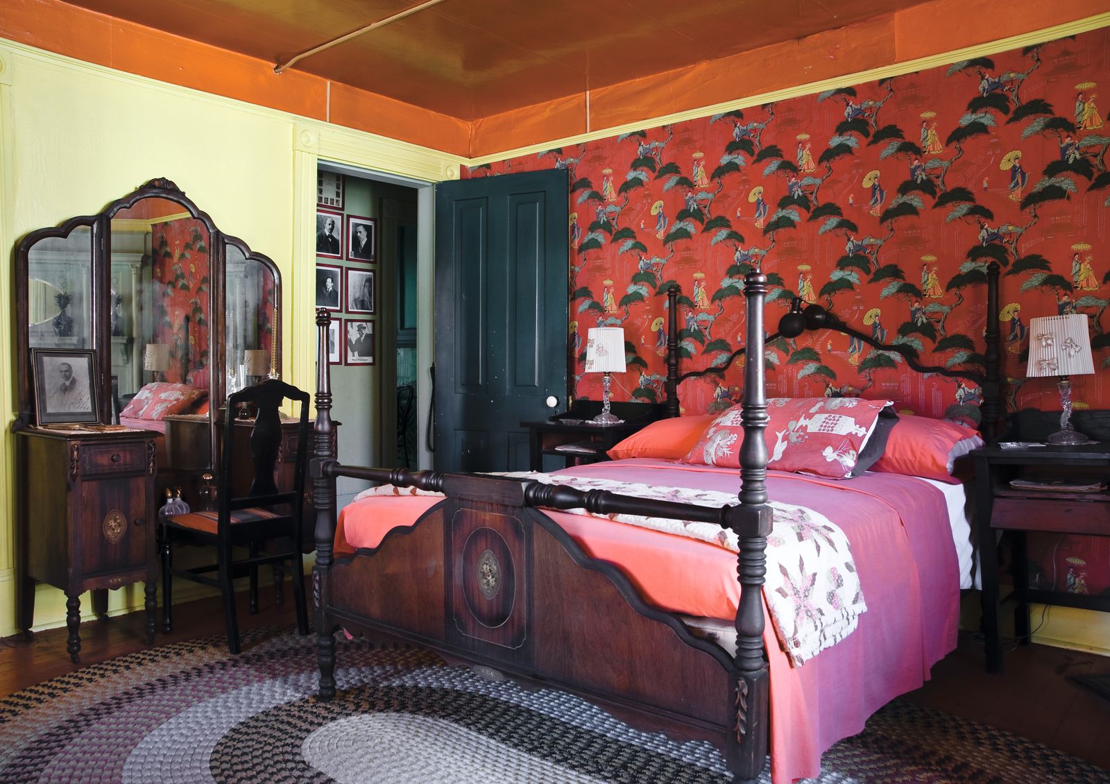 Image may contain Siobhan Fahey Lamp Chair Furniture Home Decor Bed Art Painting Bedroom Indoors Room and Rug