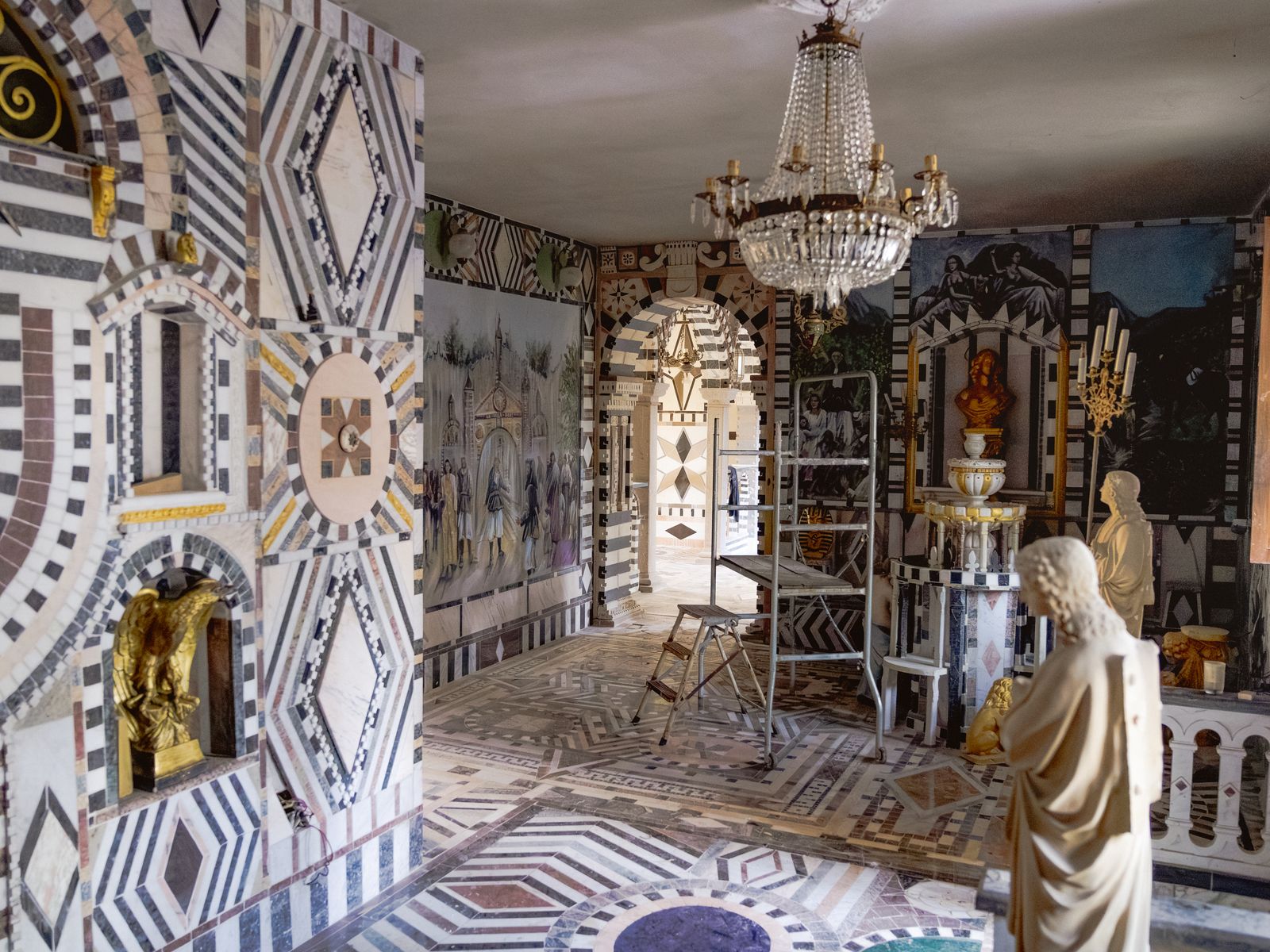 Octogenarian Peppino Dore’s self-built pedimented palace in Sardinia